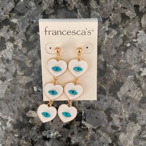 NWT Evil eye heart drop earrings